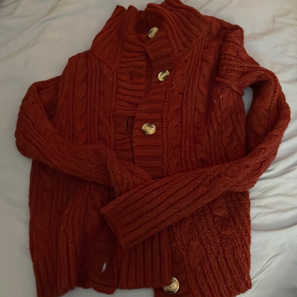 Red knit sweater, medium size, blocky, wool, acrylic material, Mossimo Supply Co